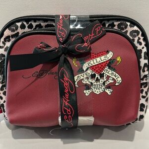 NWT Ed Hardy (2) piece Cosmetics bag Set.